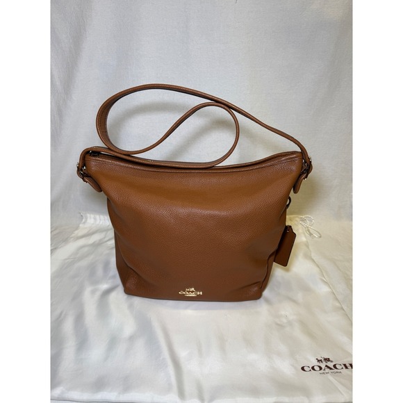 Coach Val Duffle bag Brown Pebble Leather Hobo Shoulder Bag Brown Gold Hardware